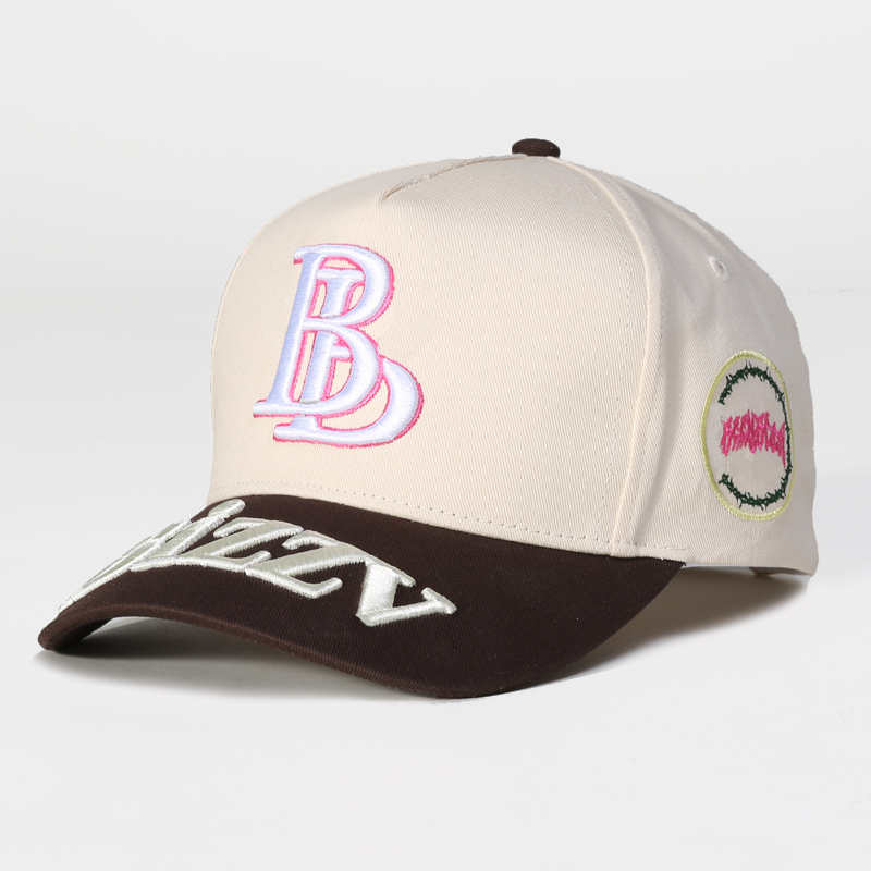 custom two tone cotton baseball cap with 3D embroidered logo