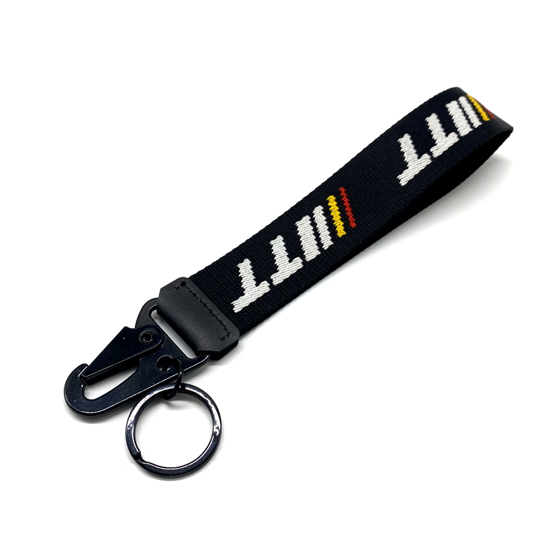 custom short keychain lanyard with woven logo or printing logo